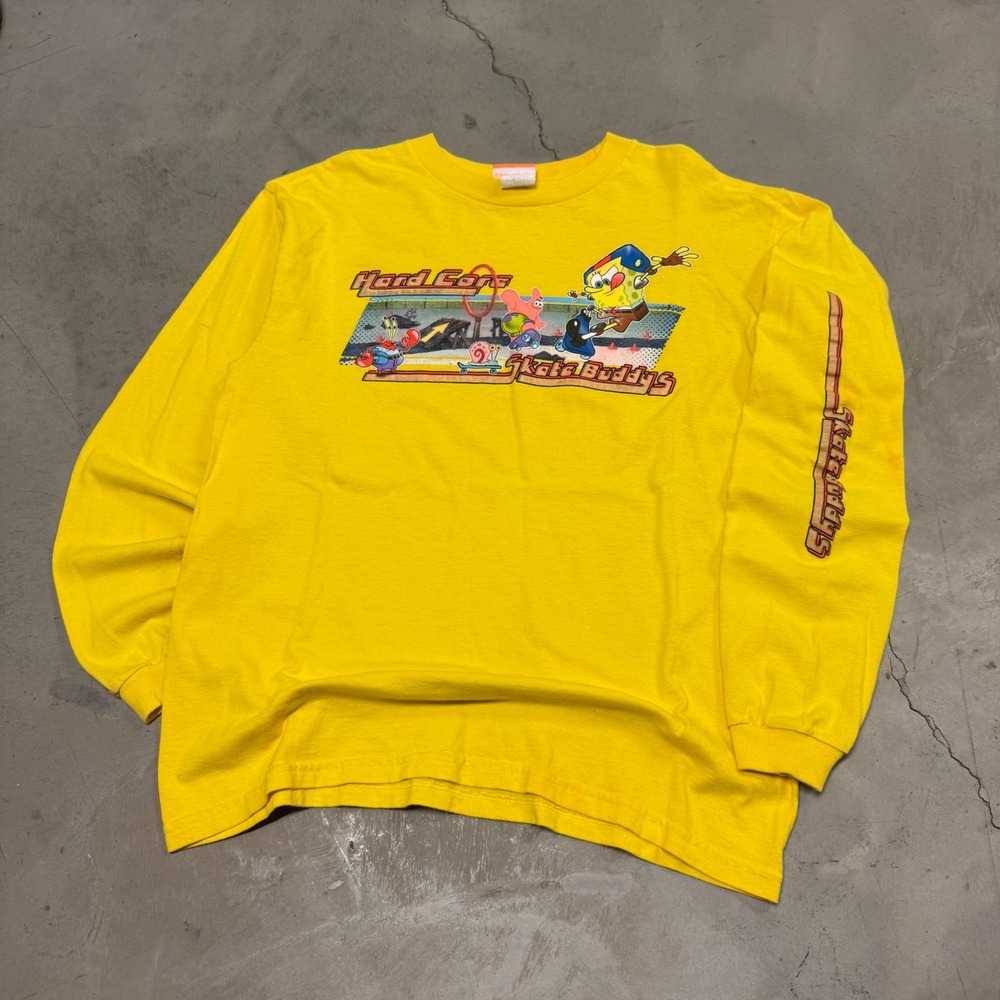 Vintage 2004 Nickelodeon Spongebob Skate Buddies Long Sleeve Shirt S/M